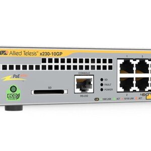 Allied Telesis 8-port Gigabit PoE Switch, 8x 10/100/1000T + 2x Gigabit SFP Ports, Layer