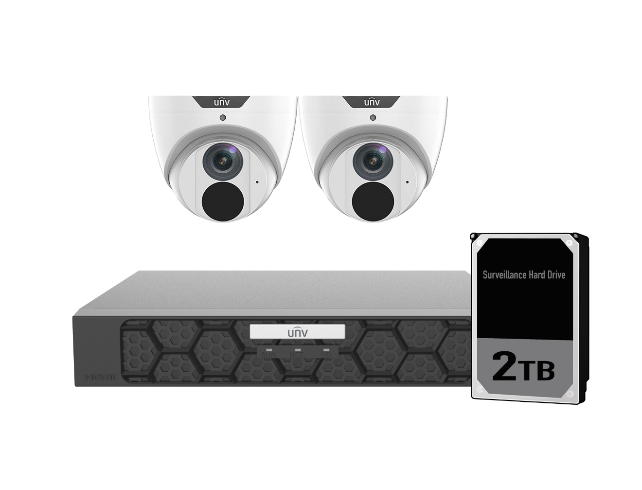 Uniview UNV 2 x 8MP Easystar AI CCTV Kit with 2TB HDD and 4CH NVR