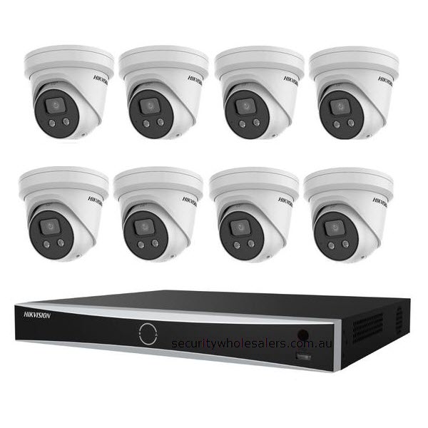 8MP 16CH Hikvision CCTV Kit: 8 x Outdoor Acusense Turret Cameras + 16CH NVR with 4TB