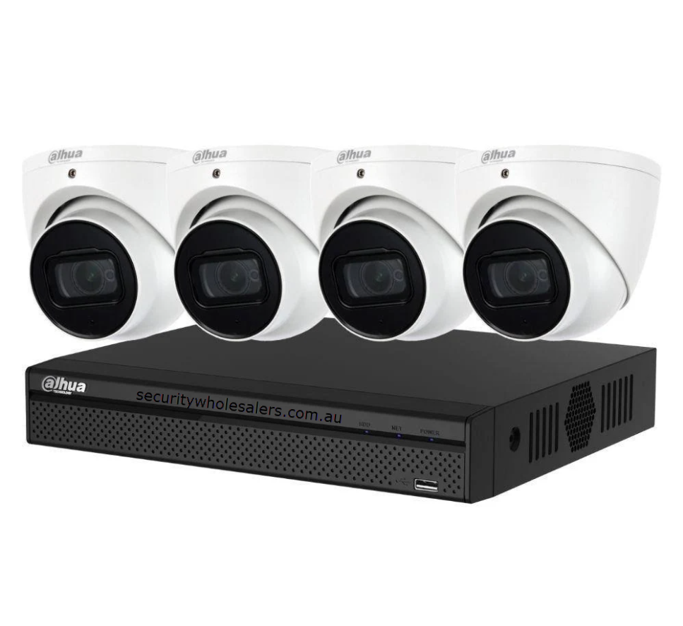 Dahua 4 x 6MP DH-IPC-HDW3641EM Turret Security Kit 50m IR 2.8mm with SMD + 4CH NVR, Wizsense AI