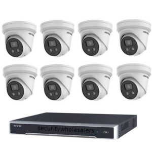 Hikvision 6MP 8CH CCTV Kit: 8 Outdoor Turret Cameras with AcuSense + 8CH PoE NVR 4TB (DS-2CD2366G2-I, DS-7608NI-M2/8P)