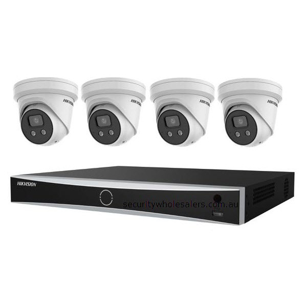 Hikvision 8MP Acusense 4 x Outdoor Turret With Strobe and Siren + 8CH NVR CCTV Kit