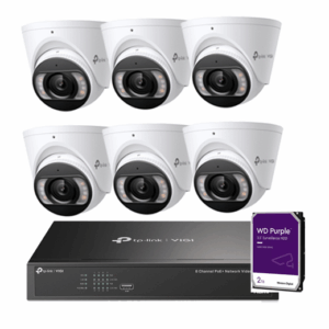 TP-Link 6 x 8MP CCTV Kit: 6 x IP Turret Cameras (Full-Colour Speaker / Mic / Light) + 8CH NVR 2TB