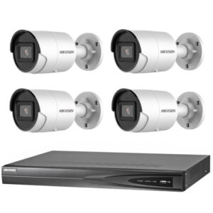 Hikvision 6MP 4CH CCTV Kit: 4 Mini Bullet Cameras with AcuSense + 4CH PoE NVR (DS-2CD2066G2-I, DS-7604NI-I1/4P)