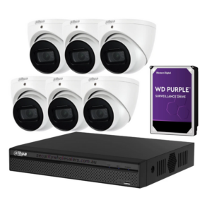 Dahua 6 x 6MP DH-IPC-HDW3666EMP-S-AUS Eyeball / Turret Kit 50m IR + 8CH NVR + 2TB HDD, Wizsense