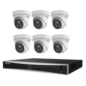 Hikvision 8MP Acusense 6 x Outdoor Turret With Strobe and Siren + 8CH NVR CCTV Kit BLACK
