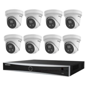 Hikvision 8MP Acusense 8 x Outdoor Turret With Strobe and Siren + 16CH NVR CCTV Kit WHITE