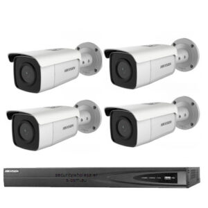 Hikvision 6MP 4CH CCTV Kit: 4 EXIR Bullet Cameras with AcuSense + 4CH PoE NVR 3TB (DS-2CD2T66G1-2I, DS-7604NI-I1/4P)