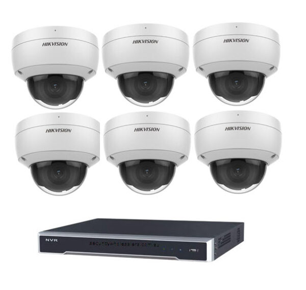 Hikvision 6MP 8CH CCTV Kit: 6 Dome Cameras with AcuSense + 8CH PoE NVR 4TB (DS-2CD2166G2-I, DS-7608NI-M2/8P)