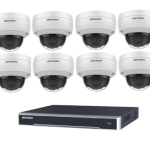 Hikvision 6MP 8CH CCTV Kit: 8 Dome Cameras with AcuSense + 8CH PoE NVR 4TB (DS-2CD2166G2-I, DS-7608NI-M2/8P)