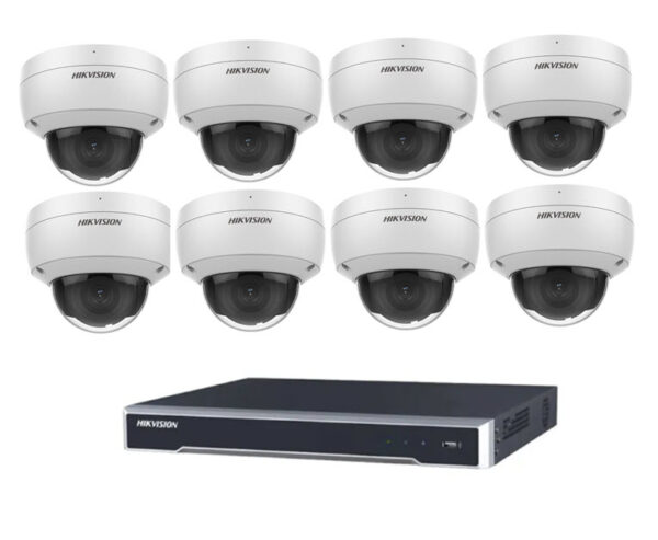 Hikvision 6MP 8CH CCTV Kit: 8 Dome Cameras with AcuSense + 8CH PoE NVR 4TB (DS-2CD2166G2-I, DS-7608NI-M2/8P)