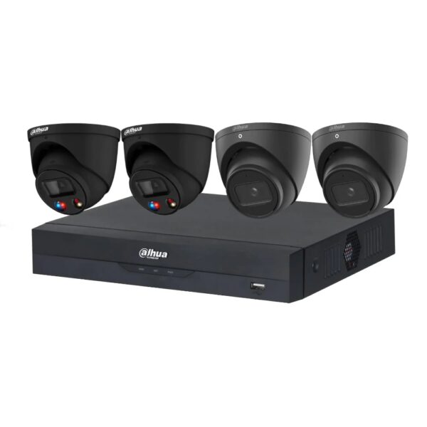 Dahua 8MP + 8 Channels Kit: 2 x 8MP TiOC and 2 x 8MP Turret Cameras with 8CH AI NVR - Black