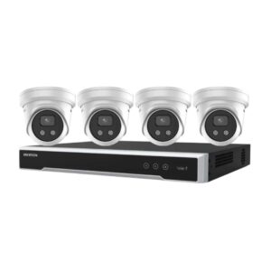 Hikvision 4 x 8MP Cameras 8CH NVR CCTV Kit: 4 AcuSense Turret + 8CH 8K NVR Bundle 4TB