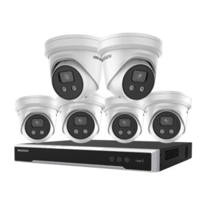 Hikvision 6MP 8CH CCTV Kit: 2 LiveGuard Turret Cameras + 4 AcuSense Turret Cameras + 8CH 4K PoE NVR (DS-2CD2366G2-ISU/SL, DS-2CD2366G2-I, DS-7608NI-M2/8P)