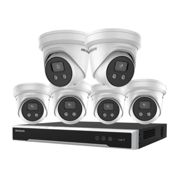 Hikvision 6MP 8CH CCTV Kit: 2 LiveGuard Turret Cameras + 4 AcuSense Turret Cameras + 8CH 4K PoE NVR (DS-2CD2366G2-ISU/SL, DS-2CD2366G2-I, DS-7608NI-M2/8P)