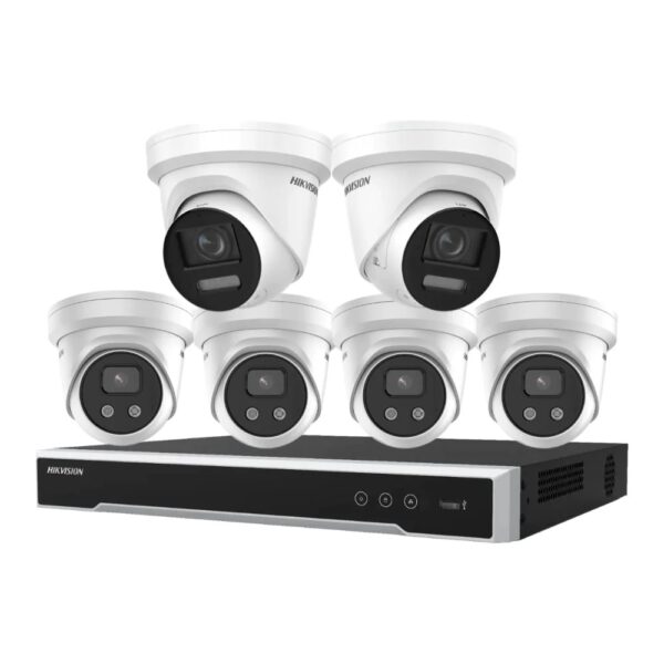 Hikvision 8MP/6MP 8CH CCTV Kit: 2 ColorVu Turrets + 4 AcuSense Turrets + 8CH 8K PoE NVR 4TB (DS-2CD2387G2-L, DS-2CD2366G2-I, DS-7608NI-M2/8P)