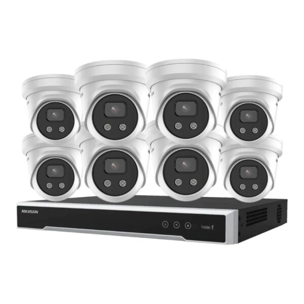 Hikvision 6MP AcuSense CCTV Kit - 8x Turret Cameras with Mic (DS-2CD2366G2-IU-2) + 8CH M Series PoE NVR 4TB (DS-7608NI-M2/8P)