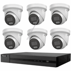 HiLook Hikvision 6MP AcuSense 8CH CCTV Kit with 6 Turret IP Cameras + 8CH NVR IPC-T262H-MU