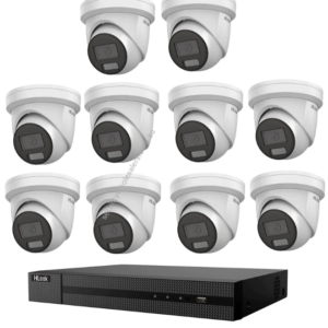 HiLook Hikvision 6MP AcuSense 16CH CCTV Kit with 10 Turret IP Cameras IPC-T262H-MU