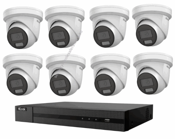 HiLook Hikvision 6MP AcuSense CCTV Kit - 8x Turret IPC-T361H-MU + 8CH PoE NVR (NVR-108MH-C/8P)