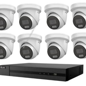 HiLook Hikvision 8MP 4K AcuSense CCTV Kit - 8x Turret IPC-T381H-MU + 16CH PoE NVR (NVR-216MH-C/16P)