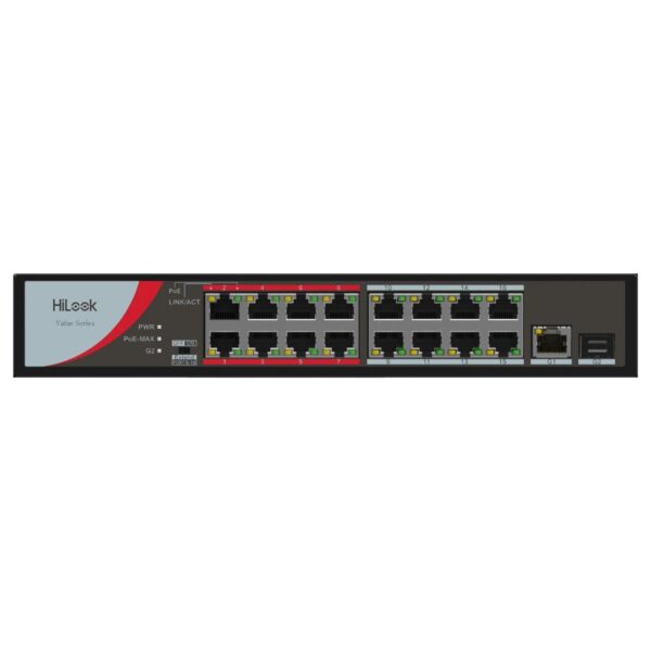 Hikvision NS-0318P-130(B) 16Port 100 Mbps Long-Range PoE Unmanaged Switch with Gigabit Uplink &amp; 250m Extend Mode