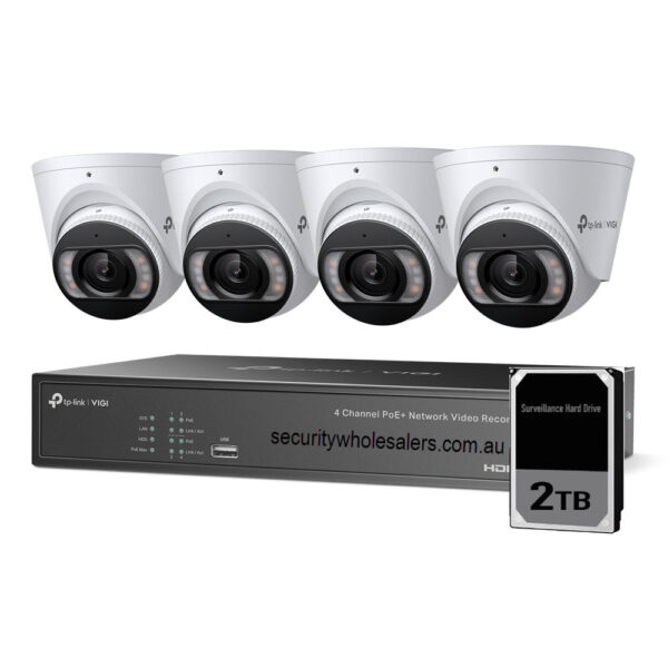 tp-link VIGI  NK4P-T4425-2T 4‑Channel PoE+ NVR Kit 4× 4 MP Turret Cameras + 2TB HDD Installed