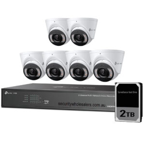 tp-link VIGI NK8MP‑T6425‑2T 8‑Channel PoE+ NVR Kit - 6× 4 MP Turret Cameras + 2TB HDD