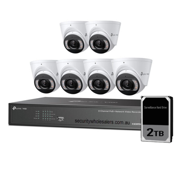 tp-link VIGI NK8MP‑T6425‑2T 8‑Channel PoE+ NVR Kit - 6× 4 MP Turret Cameras + 2TB HDD