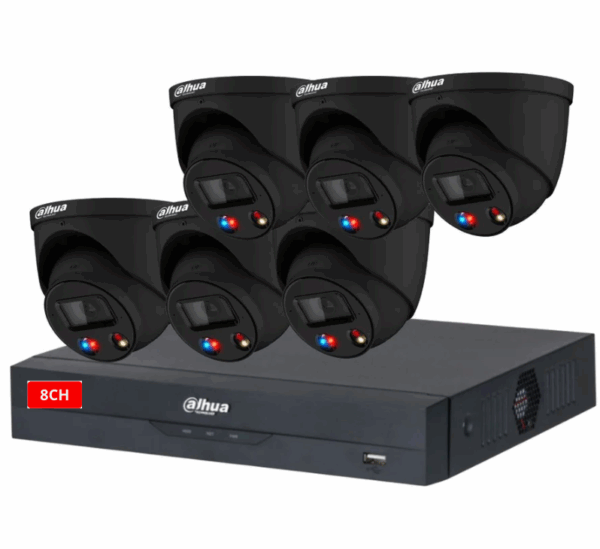 Dahua 6 x BLACK 8MP TIOC DH-IPC-HDW3849H-AS-PV-ANZ Turret Kit with 8CH NVR Wizsense