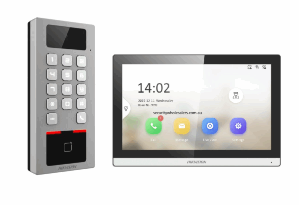 Hikvision DS-K1T502DBWX-C Access Control Terminal Keypad with Camera &amp; Intercom Monitor Bundle