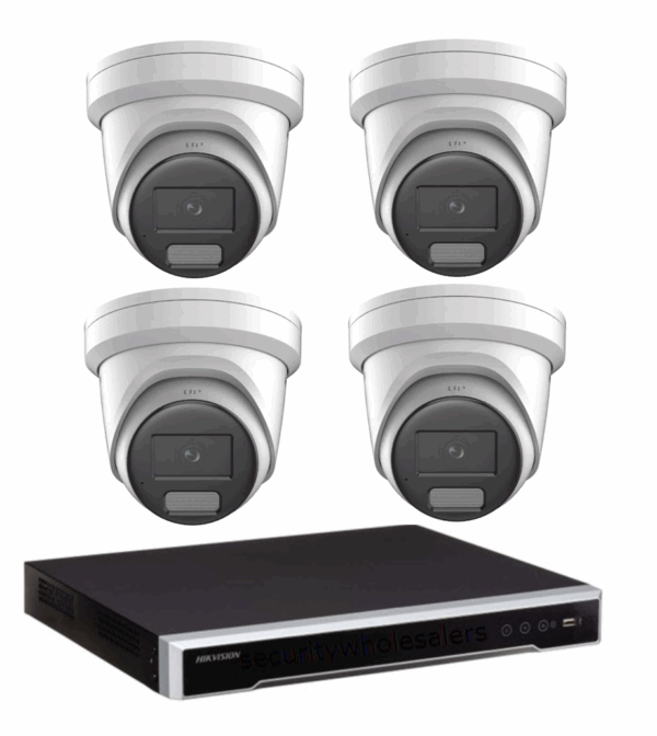Hikvision 6MP 4CH ColorVu 3.0 CCTV Kit: 4 LiveGuard Turret Cameras + 4CH M Series PoE NVR 4TB (DS-2CD2367G3-LIS2UY/SL, DS-7604NI-M1/4P)