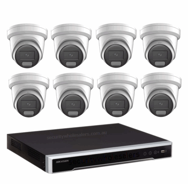 8MP Hikvision Colorvu 3.0 HYBRID CCTV Kit: 8 x Liveguard Gen 3 Cameras + 8CH M Series NVR / 4TB