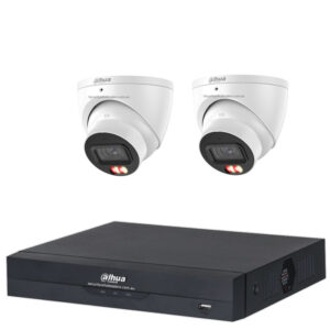 Dahua 6MP 4CH CCTV Kit - 2x Smart Dual Light Turret Cameras with SMD 4.0 &amp; Mic + 4CH PoE NVR (DH-IPC-HDW3667EM-S-IL-ANZ, DHI-NVR4104HS-P-AI/ANZ)