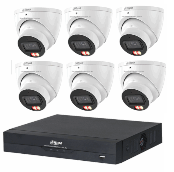 Dahua 24/7 WizColor 8CH CCTV Kit – 6x WizColor Turrets with SMD 4.0 + 8CH PoE NVR (DH-IPC-HDW2549EMP-S-PRO-ANZ, DHI-NVR4108HS-8P-AI/ANZ)