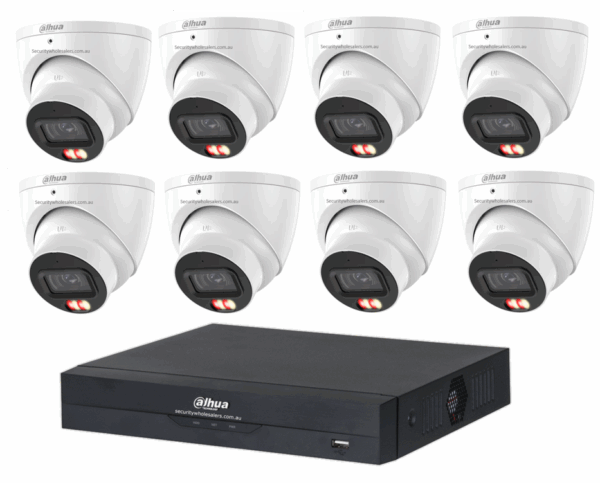 Dahua 24/7 WizColor 8CH CCTV Kit – 8x WizColor Turrets with SMD 4.0 + 8CH PoE NVR (DH-IPC-HDW2549EMP-S-PRO-ANZ, DHI-NVR4108HS-8P-AI/ANZ)