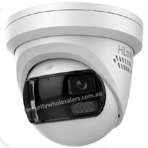 HiLook IPC-T289PH-MU/SL 8MP 180° Turret Camera with Active Blue/Red Strobe and Two-Way Audio, IR 30m 2mm