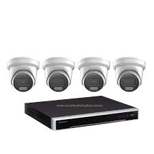 Hikvision 4 x 8MP Cameras + 4CH NVR CCTV Kit: 4 AcuSense Turret Cameras + 4CH 4K NVR