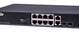 Aetek AET-C11-08232120 8 Port Unmanaged PoE Switch, 2x Gigabit SFP/RJ45 Uplink, EX Mode, 120W