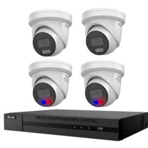 HiLook Hikvision 6MP AcuSense CCTV Kit - 4x Turret IPC-T361H-MU + 4CH PoE NVR (NVR-104MH-C/4P)