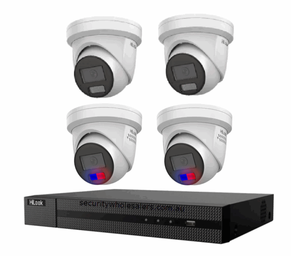 HiLook Hikvision 6MP AcuSense CCTV Kit - 2x Colour Deterrence IPC-T269-MU/SL + 2x Turret IPC-T361H-MU + 8CH PoE NVR (NVR-108MH-C/8P)