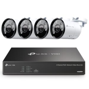 TP-Link Insight 8MP Bullet CCTV Kit: 4 x IP Cameras (Full-Colour Speaker / Mic / Light) + 4CH NVR
